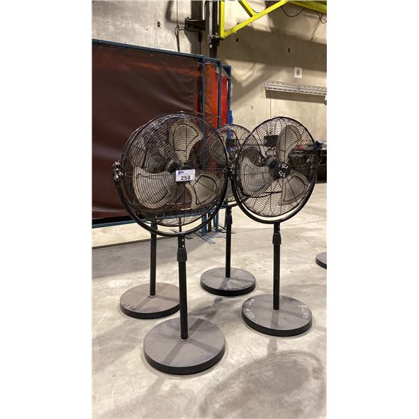 GROUP OF 4 BLACK/STAINLESS STEEL 20" FLOOR FANS
