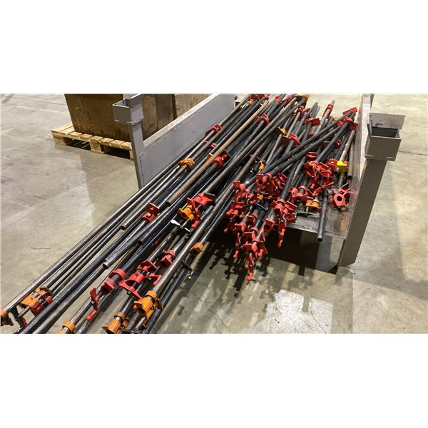 LARGE GROUP OF APPROX 50 ASSORTED SIZE BAR CLAMPS