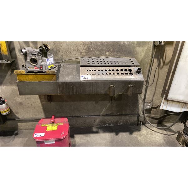 DAREX V390 BENCHTOP ELECTRIC DRILL BIT SHARPENER, METAL ORGANIZER SHELF & OIL WASTE CAN