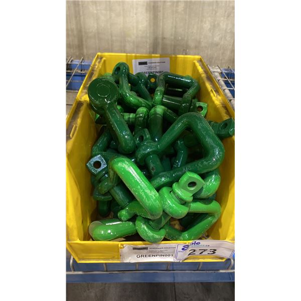 BIN OF GREEN PIN INDUSTRIAL SHACKLES