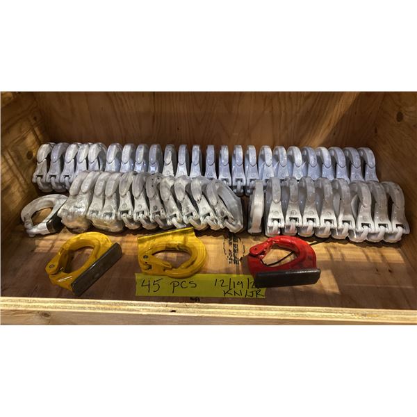 WOODEN BOX OF GP GH3T WELD ON ANCHOR HOOKS APPROX 48