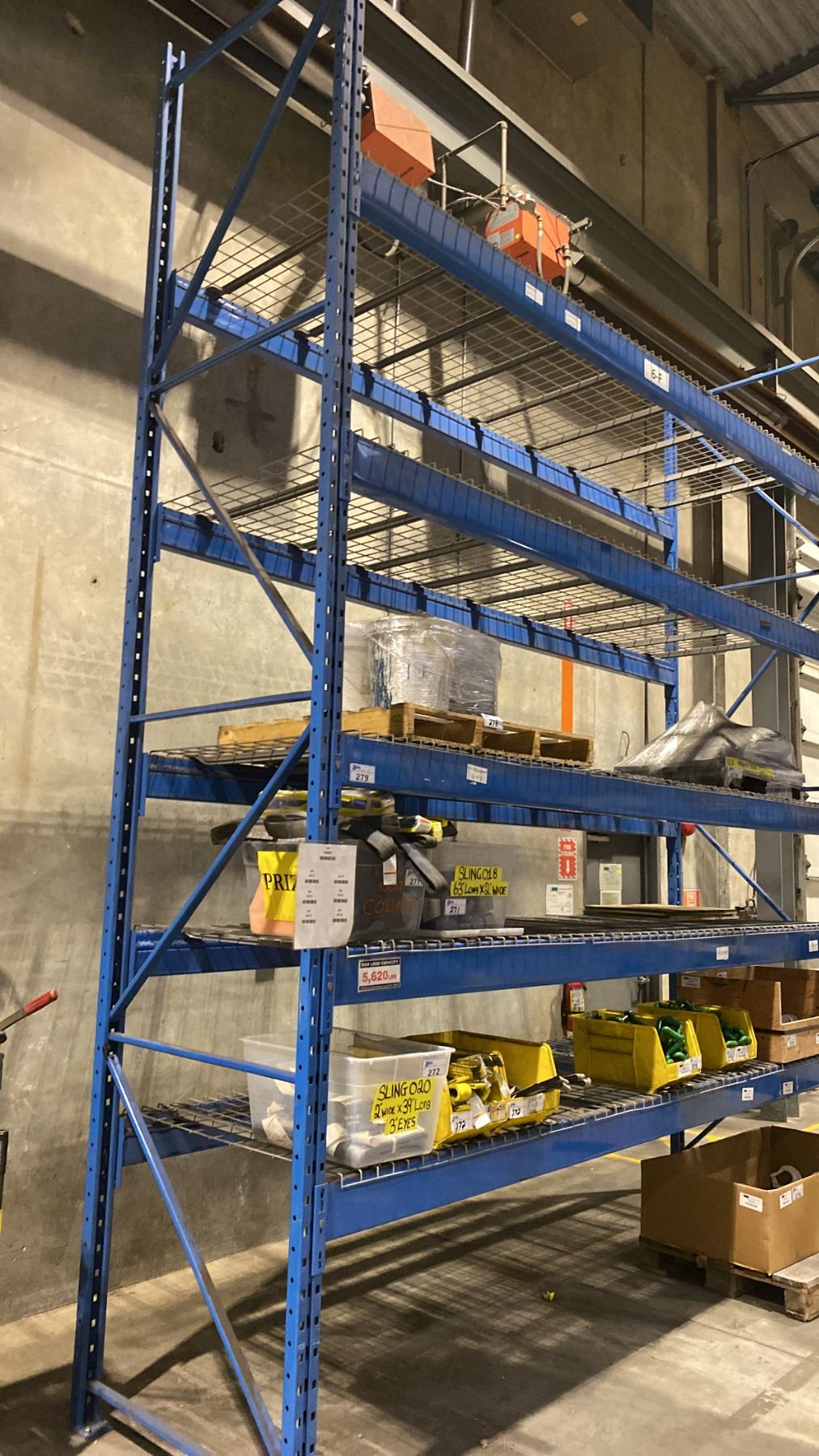 Blue Upright Racking 1 BAY OF BLUE PALLET RACKING W/MESH DECK SHELVING - (2) UPRIGHTS AND ...
