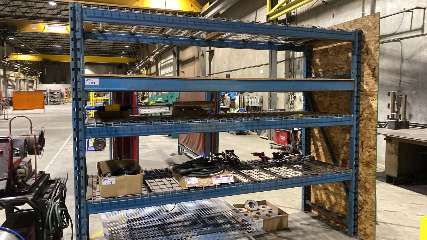 Pallet Rack Blue 1 BAY OF BLUE PALLET RACKING W/MESH DECK SHELVING - (2) UPRIGHTS AND (8 ...