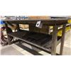 Image 4 : 1/2" THICK TOP 2 TIER METAL SHOP TABLE APPROX 7'L X 3'D X 3'H WITH AIR HOSE, EXTENSION CORD & ANTI
