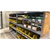 Image 1 : 2 GREY METAL SHELF RACKING UNITS WITH CONTENTS INCLUDING MACHINE COMPONENTS, RIVETS, MOUNTING