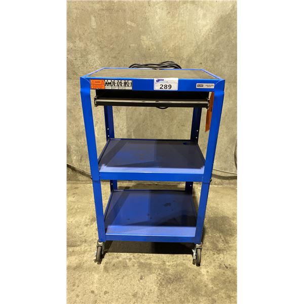 ULINE BLUE 3 TIER POWERED MOBILE WORK STATION
