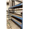 Image 3 : 1 BAY OF BLUE PALLET RACKING W/PLYWOOD SHELVING - (2) UPRIGHTS AND (6) SIDE RAILS