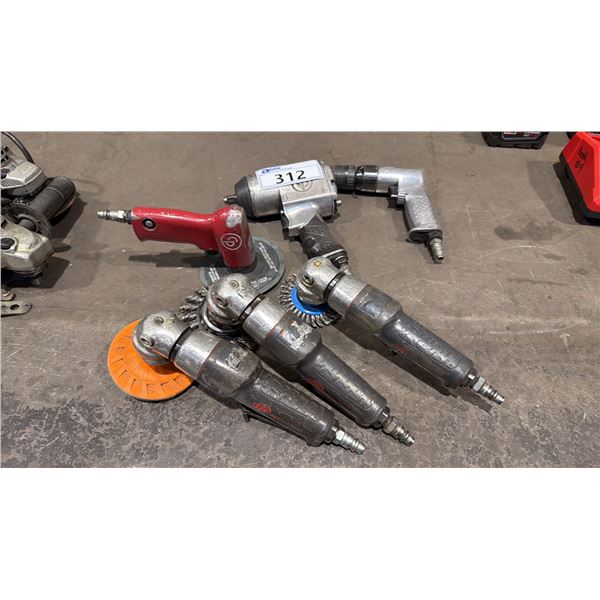 GROUP OF 6 PNEUMATIC POWER TOOLS - 4 GRINDERS, 2 DRILLS