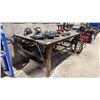 Image 2 : 1/2" STEEL TOP WELDERS TABLE WITH IRWIN RECORD NO.8 BENCH VICE APPROX  7'L X 4'D X 3'H