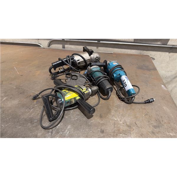 3 MAKITA ELECTRIC GRINDERS & MAKINA 1/2" ELECTRIC DRILL