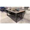 Image 2 : 1/2" STEEL TOP WELDERS TABLE WITH IRWIN RECORD NO.8 BENCH VICE APPROX  8'L X 4'D X 3.2'H
