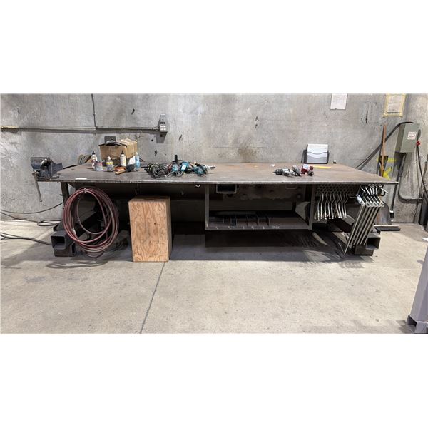 1' THICK TOP METAL SHOP TABLE WITH RECORD NO.6 BENCH VISE *CONTENTS NOT INCLUDED*