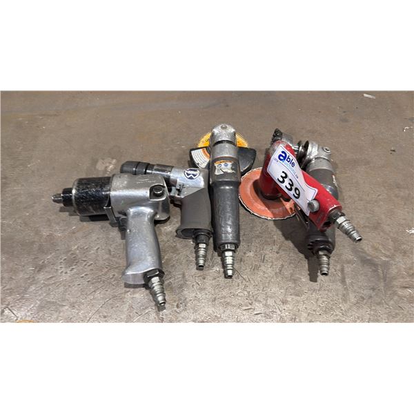 GROUP OF 5 ASSORTED PNEUMATIC POWER TOOLS 3-GRINDERS, 2-DRILLS