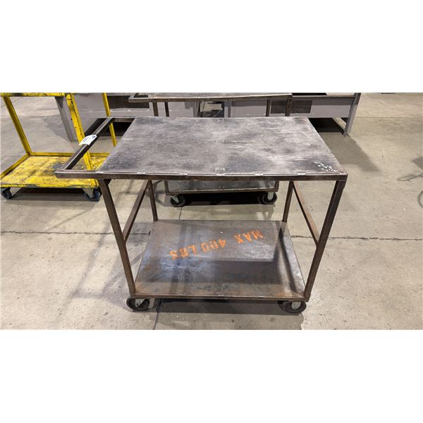 STEEL INDUSTRIAL 2 TIER CART WITH CASTERS MAX WEIGHT 400LBS