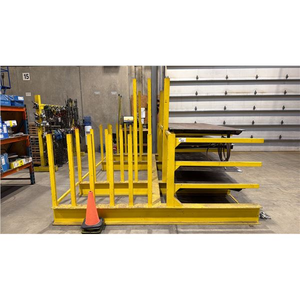 LARGE YELLOW METAL INDUSTRIAL MATERIAL HOLDER APPROX 120"W X 164"L X 88.5"H