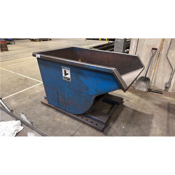 BLUE INDUSTRIAL QUICK RELEASE STEEL DUMPING BIN APPROX 50"W X 72"L X 45"H
