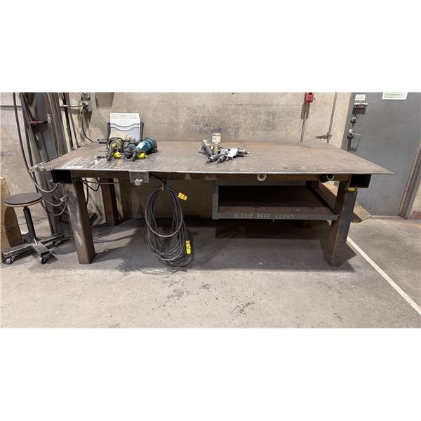 1/2" STEEL TOP WELDERS TABLE WITH UNDERNEATH STORAGE *CONTENTS NOT INCLUDED*