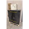 Image 1 : COMMODORE BLACK METAL 2 DOOR STORAGE CABINET WITH ASSORTED SHOP CONTENTS