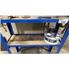 Image 5 : BLUE METAL WORK STATION WITH ASSORTED SHOP CONTENTS & 2 SPOOLS OF WELDING WIRE