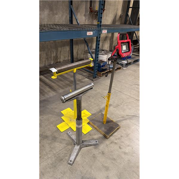 2 ADJUSTABLE HEAVY DUTY MATERIAL ROLLERS & ADJUSTABLE KING CANADA SHOP LAMP