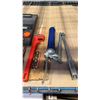 Image 4 : RIDGID PIPE WRENCH, LINCOLN GREASE GUN, PROTO RATCHET, WELLER SOLDER GUN & OUTSIDE MICROMETER