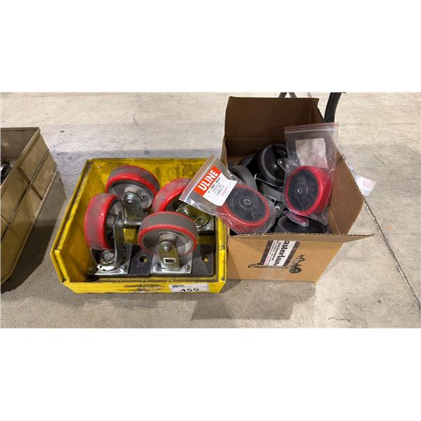 BOX & BIN OF ASSORTED ULINE CASTERS