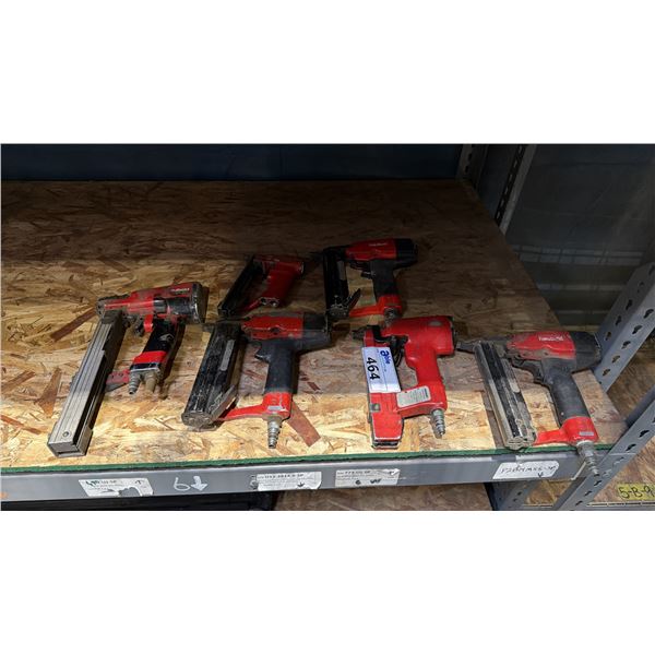 GROUP OF 6 ASSORTED PNEUMATIC STAPLE GUNS