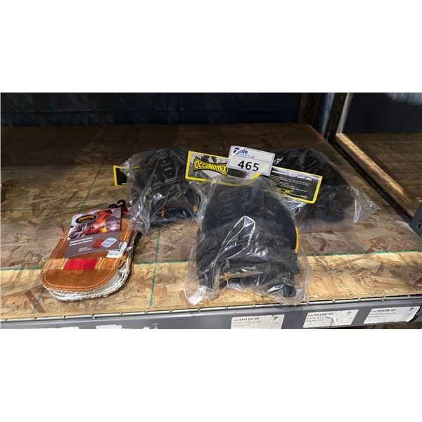 3 PAIRS OF INDUSTRIAL KNEE PADS & 5 PIONEER ALUMINIZED HAND SHIELDS