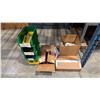 Image 1 : ASSORTED STORAGE BINS, HARDWARE, BOX OF TOGGLE CLAMPS, GREASE GUN & MORE