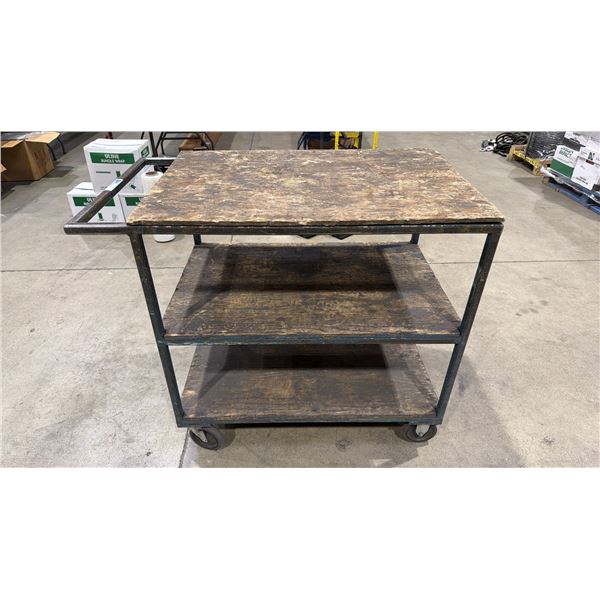 METAL/WOOD 3 TIER SHOP CART