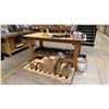 Image 1 : 2 TIER WOOD SHOP TABLE WITH ASSORTED SHOP CONTENTS