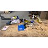 Image 3 : 2 TIER WOOD SHOP TABLE WITH ASSORTED SHOP CONTENTS