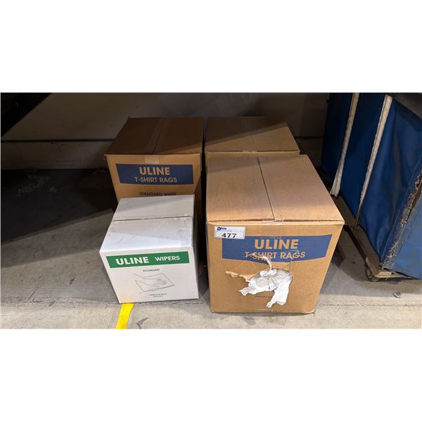 3 CASES OF ULINE TSHIRT RAGS & 1 CASE OF ULINE WIPERS