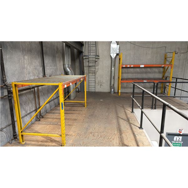 2 SECTIONS OF ORANGE/YELLOW PALLET RACKING