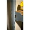 Image 2 : GREY METAL E-Z RECT SHELVING SYSTEM WITH 2 UPRIGHTS, 8 SIDE RAILS WITH WOOD SHELVES
