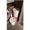 Image 2 : METAL SHELVING UNIT WITH CONTENTS- ASSORTED PAINTS, COMPOUNDS, WELDING REGULATORS, DRILL BITS,