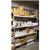 Image 1 : CONTENTS OF 4 SHELVES- ASSORTED ULINE PRODUCTS, TAPE, DISINFECTANT, ULINE BAGS, PACKAGING SUPPLIES