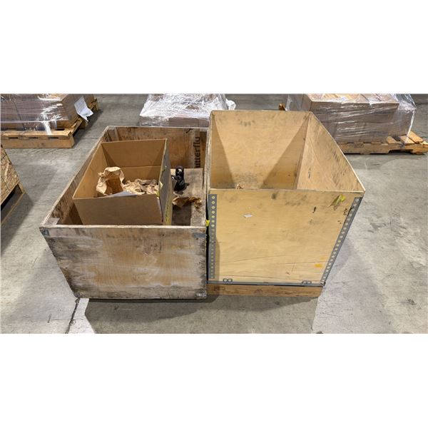 2 WOODEN CRATES OF STEEL MACHINE COMPONENTS