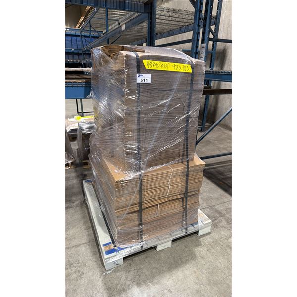 PALLET OF ASSORTED CORRUGATED CARDBOARD SHIPPING BOXES