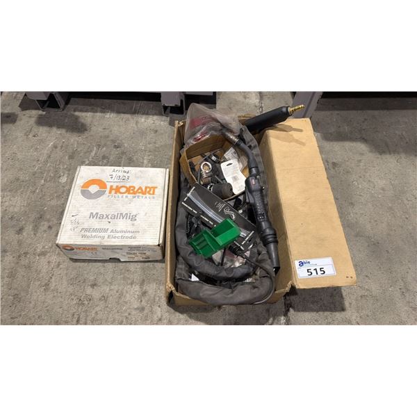 LINCOLN ELECTRIC WELDING GUN WITH ACCESSORIES & 1 SPOOL OF ALUMINUM WELDING ELECTRODE