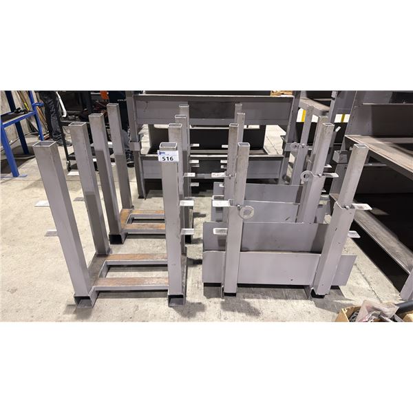 GROUP OF 4 GREY STEEL MATERIAL STANDS