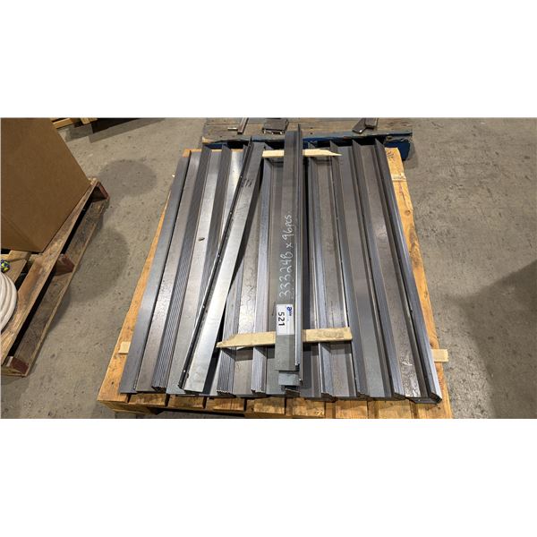 PALLET OF STEEL ANGLE BRACKET COMPONENTS APPROX 4'L