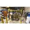 Image 1 : YELLOW METAL SHOP RACK WITH ASSORTMENT OF LIFT CHAINS, SHACKLES & OTHER LIFTING ACCESSORIES