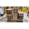 Image 1 : GROUP OF 3- 4 WHEEL FLAT DOLLIES LOADED WITH APPROX 20 WOOD MATERIAL SETTING BLOCKS