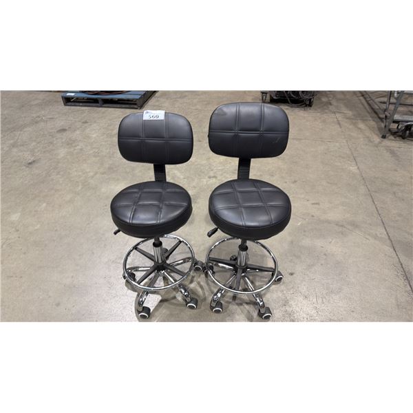 PAIR OF MOBILE ROLLING ADJUSTABLE HEIGHT STENO CHAIRS