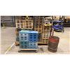 Image 1 : GROUP OF 3- 4 WHEEL FLAT DOLLIES LOADED WITH APPROX 17 WOOD MATERIAL SETTING BLOCKS
