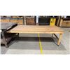 Image 6 : METAL/WOOD STEEL TOP 2 TIER SHOP TABLE WITH 8' PULL OUT WORK SURFACE APPROX 10'L X 5'D X 3'H