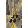 Image 1 : 2 PAIRS OF HEAVY DUTY WHEEL CHOCKS WITH HANDLES, YELLOW METAL MATERIAL HOOK & MATERIAL HOLDER