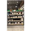 Image 2 : GREY METAL/WOOD SHELVING UNIT WITH ASSORTED HARDWARE- WASHERS, BOLTS, NUTS, CAP SCREWS & MORE