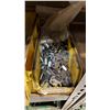 Image 17 : GREY METAL/WOOD SHELVING UNIT WITH ASSORTED HARDWARE- WASHERS, BOLTS, NUTS, CAP SCREWS & MORE